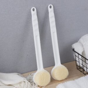 Long-handled bath brush-round-white-PP+PET-1 piece