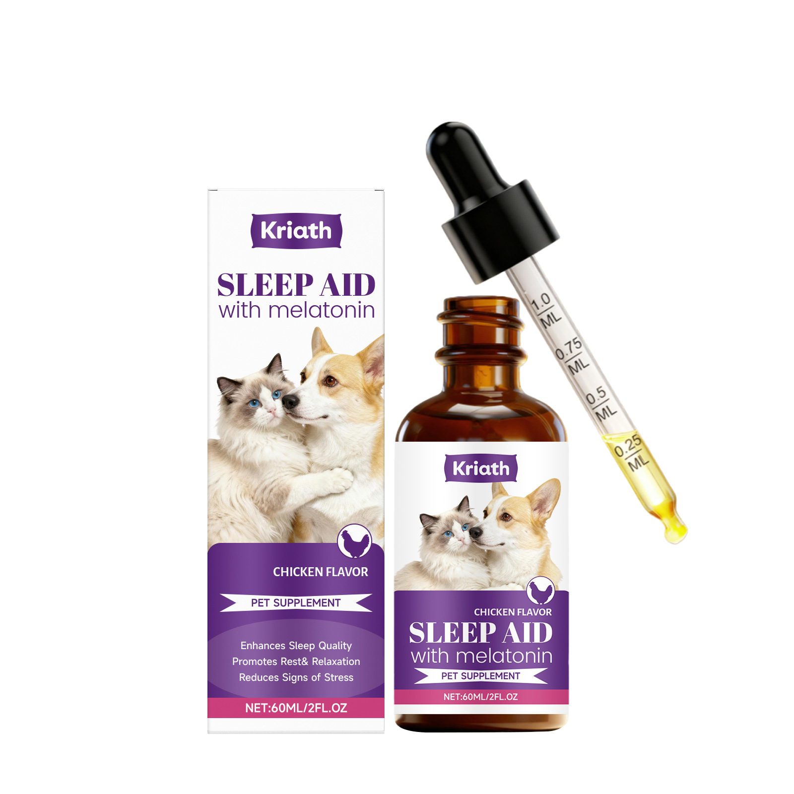 Kriath Pet Cat And Dog Care Drops Gentle, Nourishing, And Soothing Drops For Cats And Dogs, Ideal For Daily Sleep And General Care