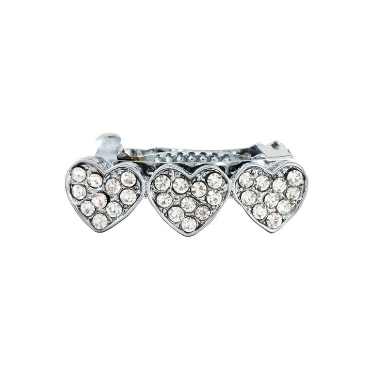 Rhinestone Alloy Peach Heart Barrettes Dog Pet Ornament