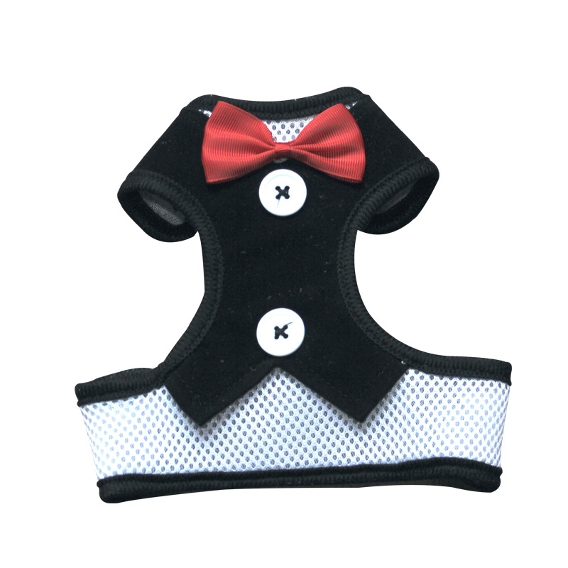 Small Dog Teddy Vest-style Bow Evening Dress With Chest Strap