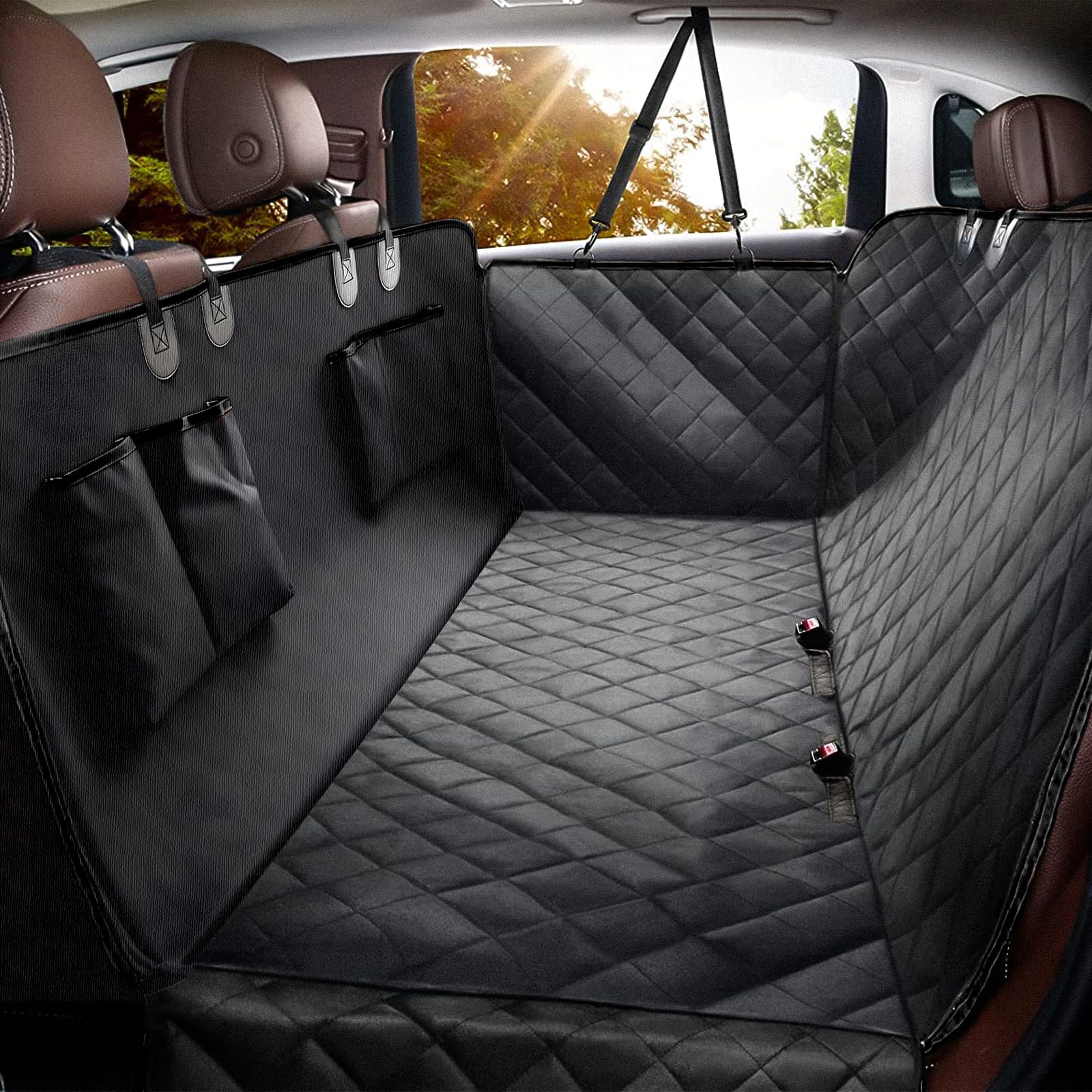 Dog Car Seat Cover For Back Seat, Waterproof Scratch Proof Nonslip Seat Cover,Duty Scratch Soft Dog Hammock For Car For Cars Trucks And SUVs Black