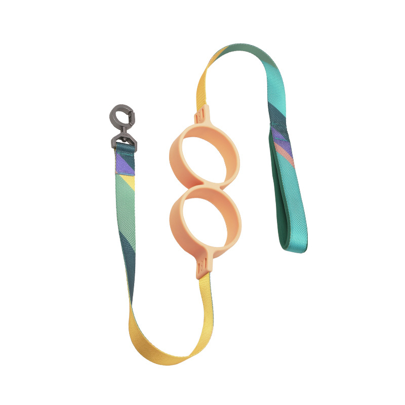 Pet Shock-absorbing Ring Diamond Color Block Striped Traction Rope