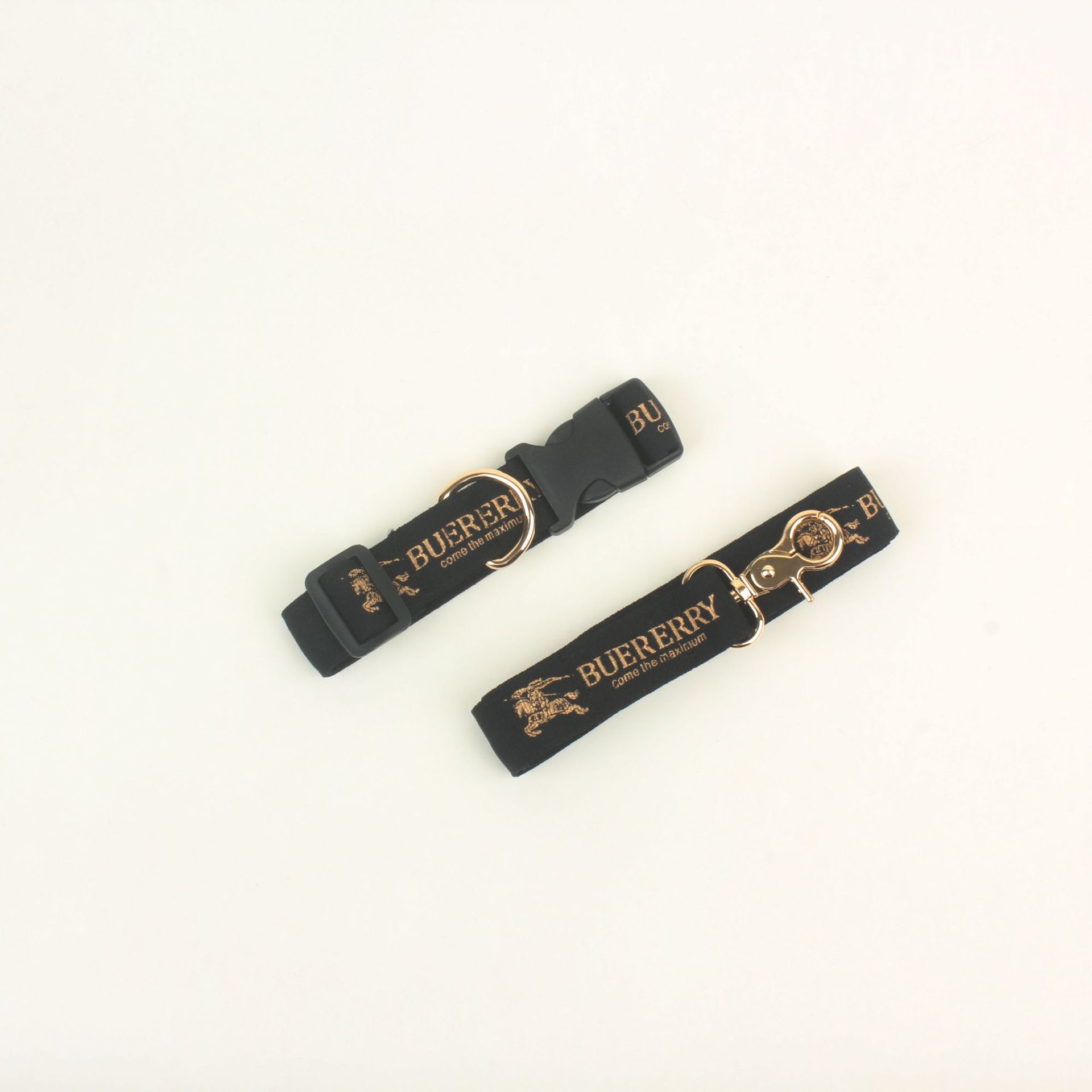 Pet Dog Leash Leash Collar Double-layer Printed Gold Set