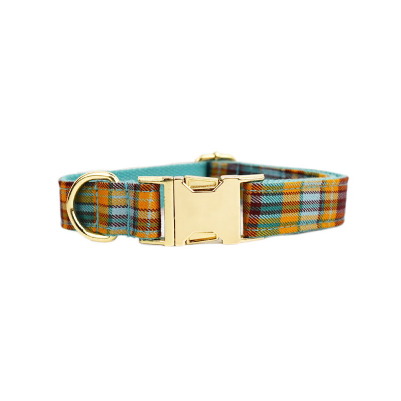 Green Plaid Plain Pet Collar - Image 3