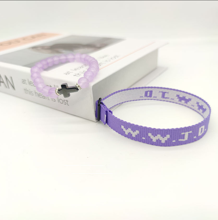 Jacquard Printed Wrist Strap Bracelet Ribbon Unisex WWJD Bracelet Adjustable Bracelet - Image 17