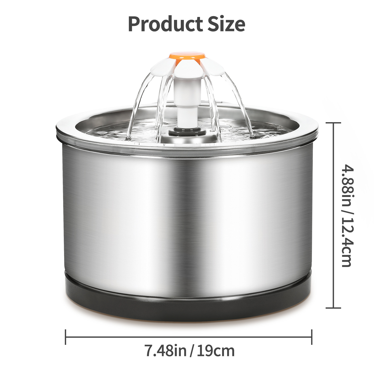 Silver Wing Round All-Steel Flower Pet Water Dispenser
