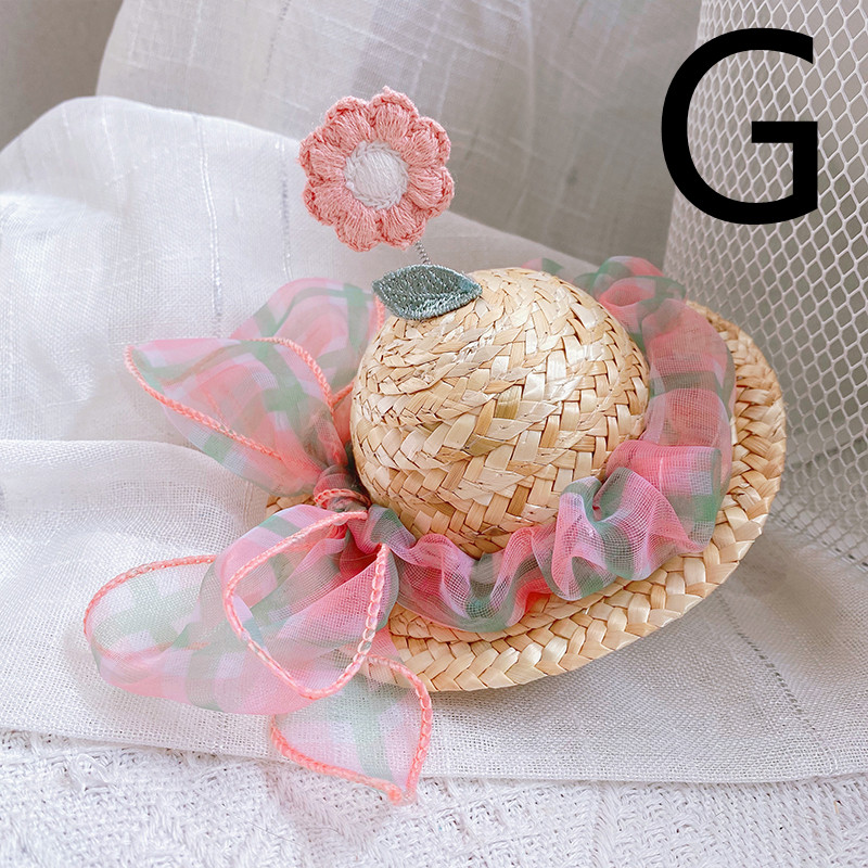 Pet Cute Knitted Straw Hat Flower Hat Cat Dog Photo Props - Image 7