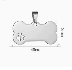 DIY Stainless Steel Hang Tag With Hollowed-out Paw Print And Bone Design