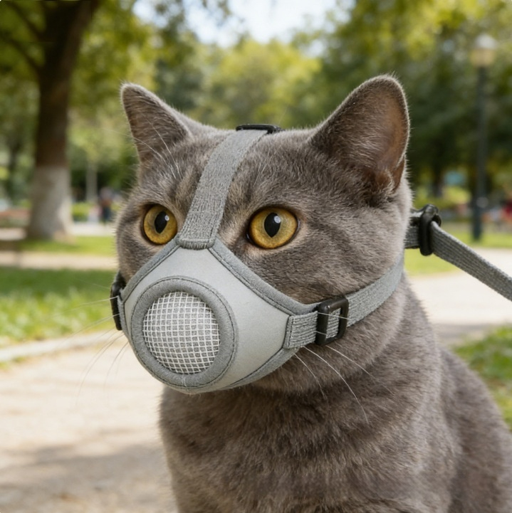Pet Cat And Dog Muzzle Adjustable Bite Proof And Bark Control Breathable