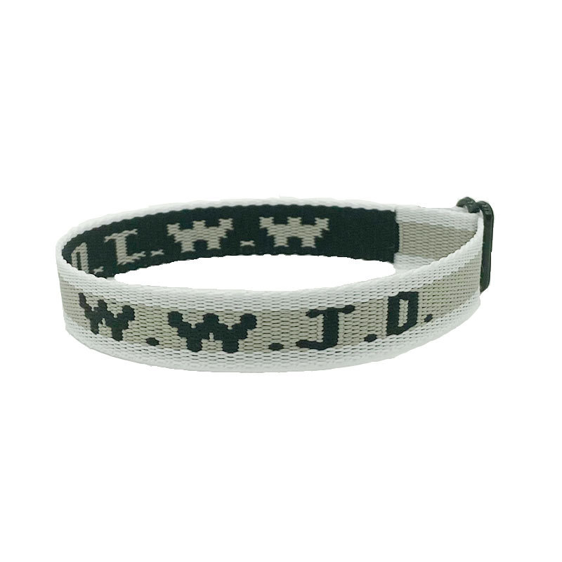 Jacquard Printed Wrist Strap Bracelet Ribbon Unisex WWJD Bracelet Adjustable Bracelet - Image 3
