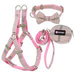 Cotton plaid pet leash collar with snack bag - Image 9