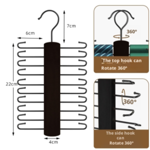 Multi-functional solid wood sling underwear rack-black model-1 pack