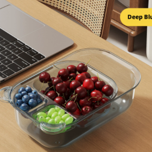 Double-layer draining snack box-transparent blue-PP+PET-1 piece