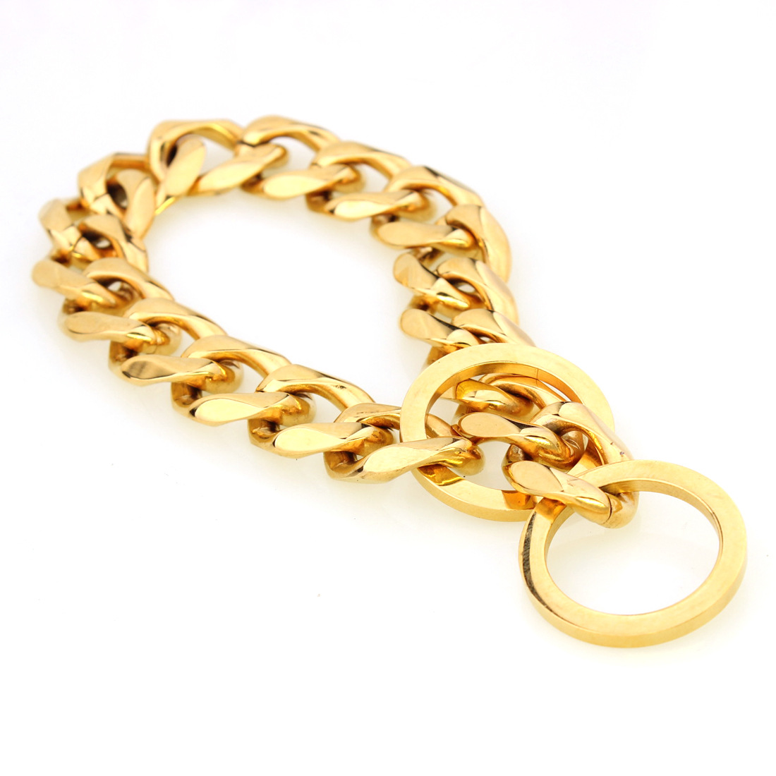 Two-tone Polished Gold Titanium Steel Necklace - Image 2