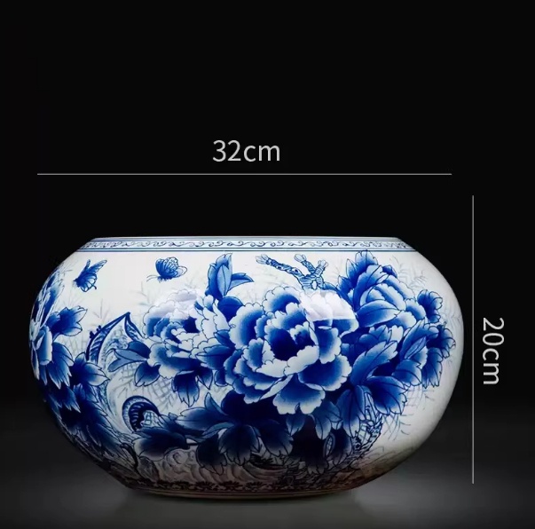 Hand-Painted Blue-and-White Treasure Basin Living Room Decorative Piece - Image 9