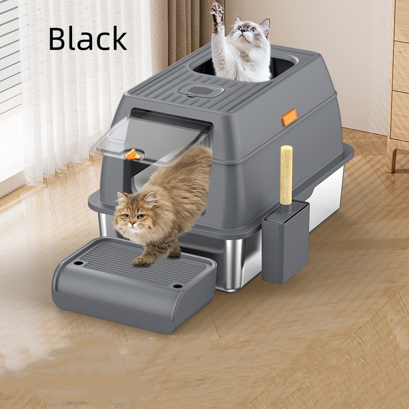 Large Anti-odor Fully Enclosed Stainless Steel Litter Box