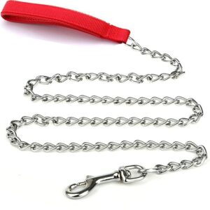 Heavy Duty Metal Dog Leash Chew Proof Pet Leash Chain With Soft Padded Handle For Large Medium Size Dogs