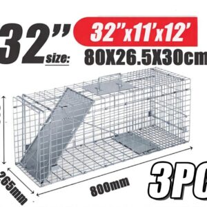 1Pc 25.59Inch Live Humane Animal Trap For Spring Summer Cage Heavy Duty Folding Catch And Release Rodent Cage For Rabbit Squirrel Possum Skunk Kitten Raccoon And More