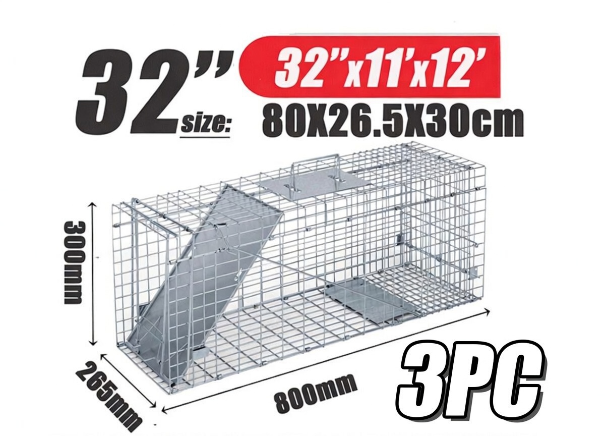 1Pc 25.59Inch Live Humane Animal Trap For Spring Summer Cage Heavy Duty Folding Catch And Release Rodent Cage For Rabbit Squirrel Possum Skunk Kitten Raccoon And More