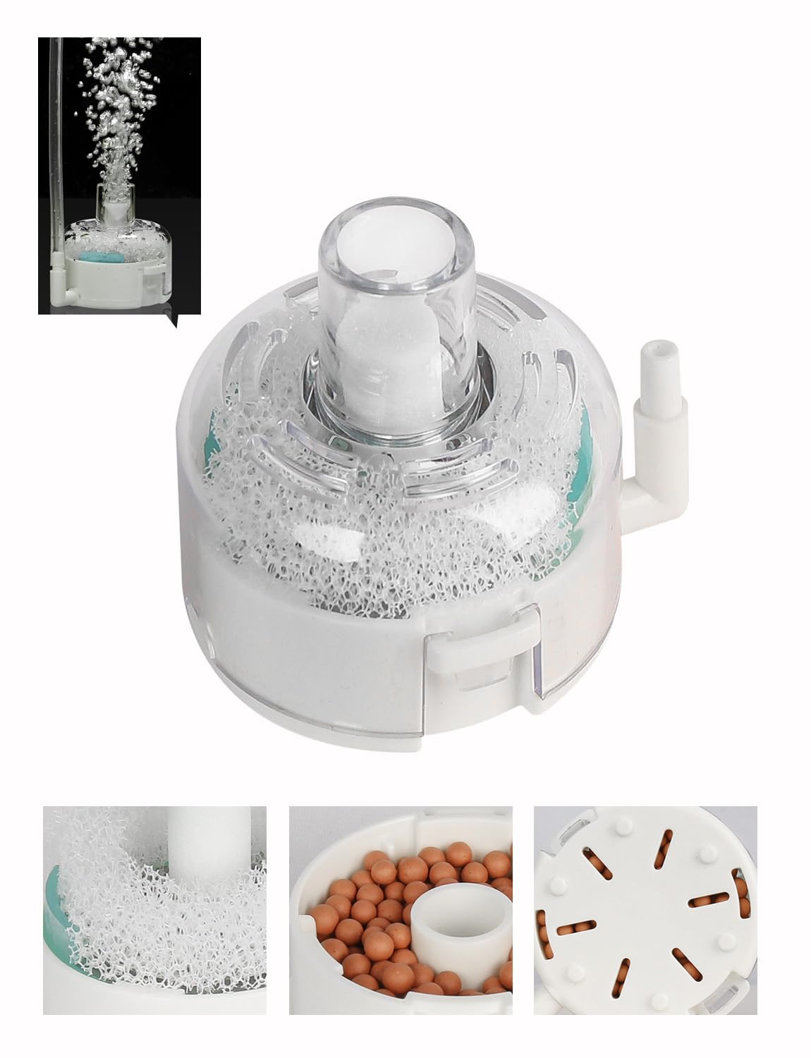 Mini Aquarium Sponge Filter, Small Fish Tank Filter Submersible Fish Filter Built-in Air Bubble Stone And Bio Balls For Fish Tanks Up To 5 Gallon - Air Pump Not Included