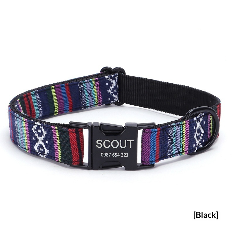 Customized Nylon Pet Bohemian Striped Checkered Collar