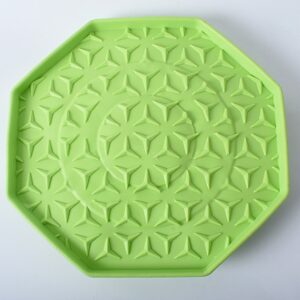 Pet licking octagonal plate-model with suction cup-green-1 piece