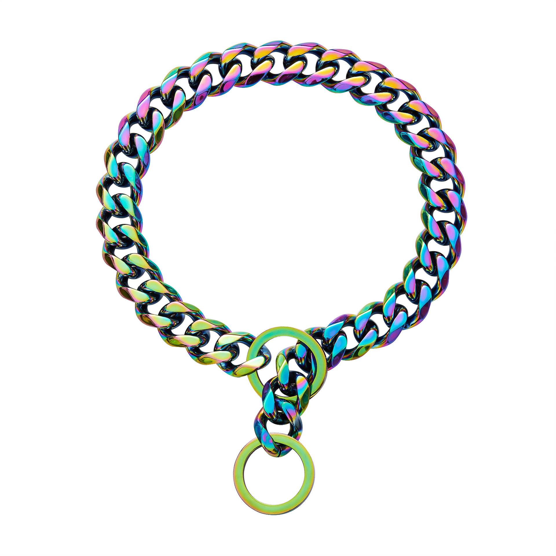 Two-tone Polished Gold Titanium Steel Necklace - Image 4