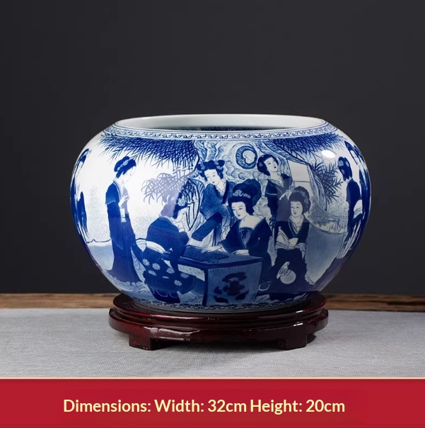 Hand-Painted Blue-and-White Treasure Basin Living Room Decorative Piece - Image 5