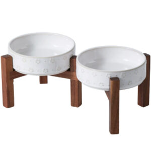 Ceramic Large-sized Elevated Anti-spill Cat Bowl Dog Bowl Dog Dish Drinking Bowl Dual-bowl Food Dish