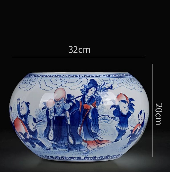Hand-Painted Blue-and-White Treasure Basin Living Room Decorative Piece - Image 10