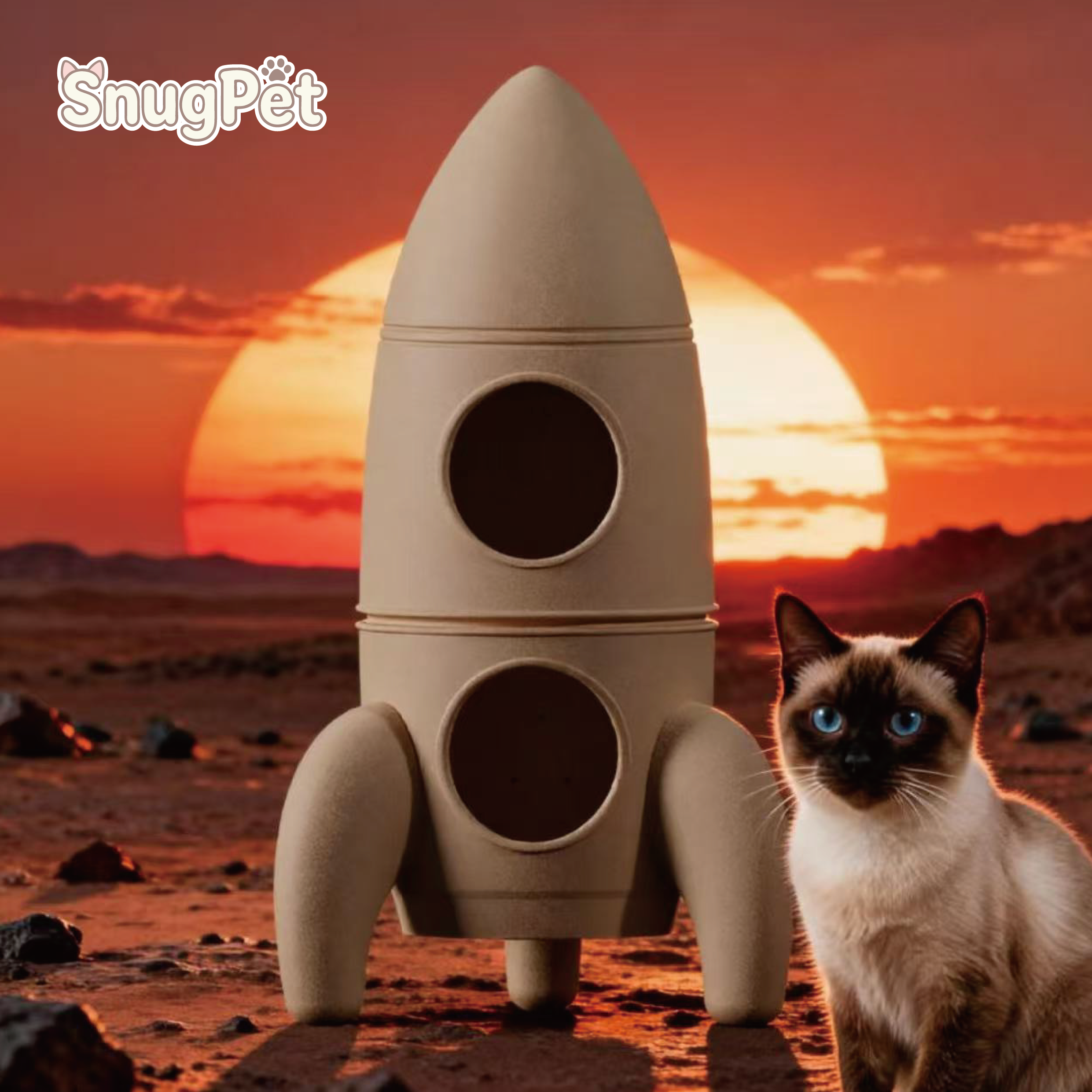Large Rocket Double-Layer Cat Caves