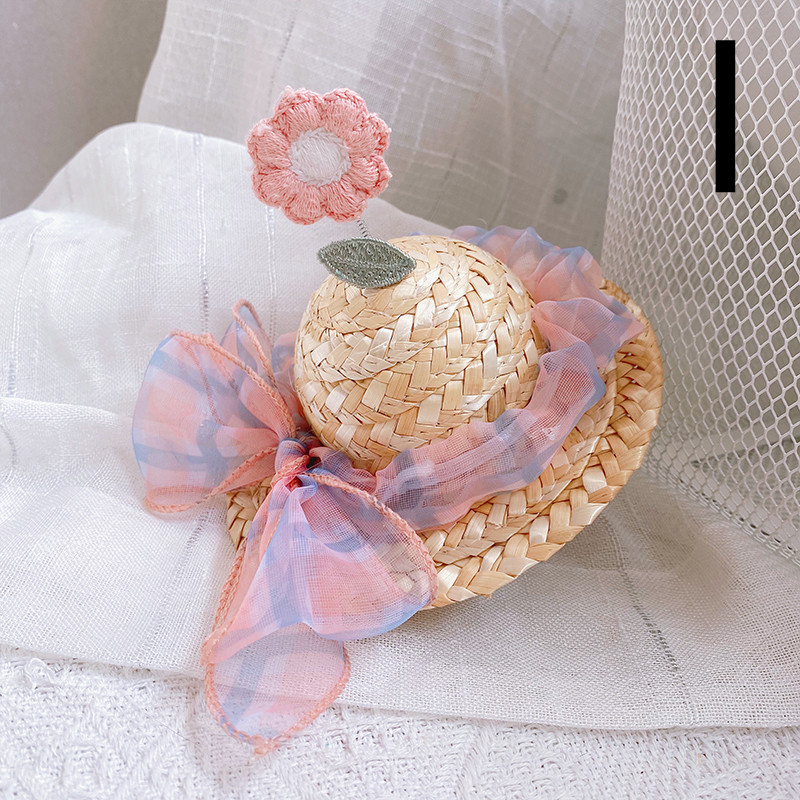Pet Cute Knitted Straw Hat Flower Hat Cat Dog Photo Props - Image 9