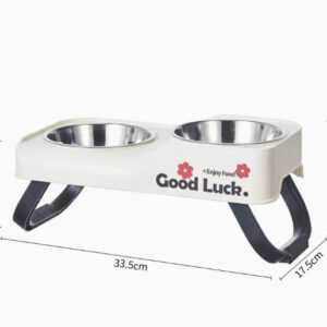 Foldable Stainless Steel Dual Bowl Non-Tip Stainless Steel Feeding Bowl