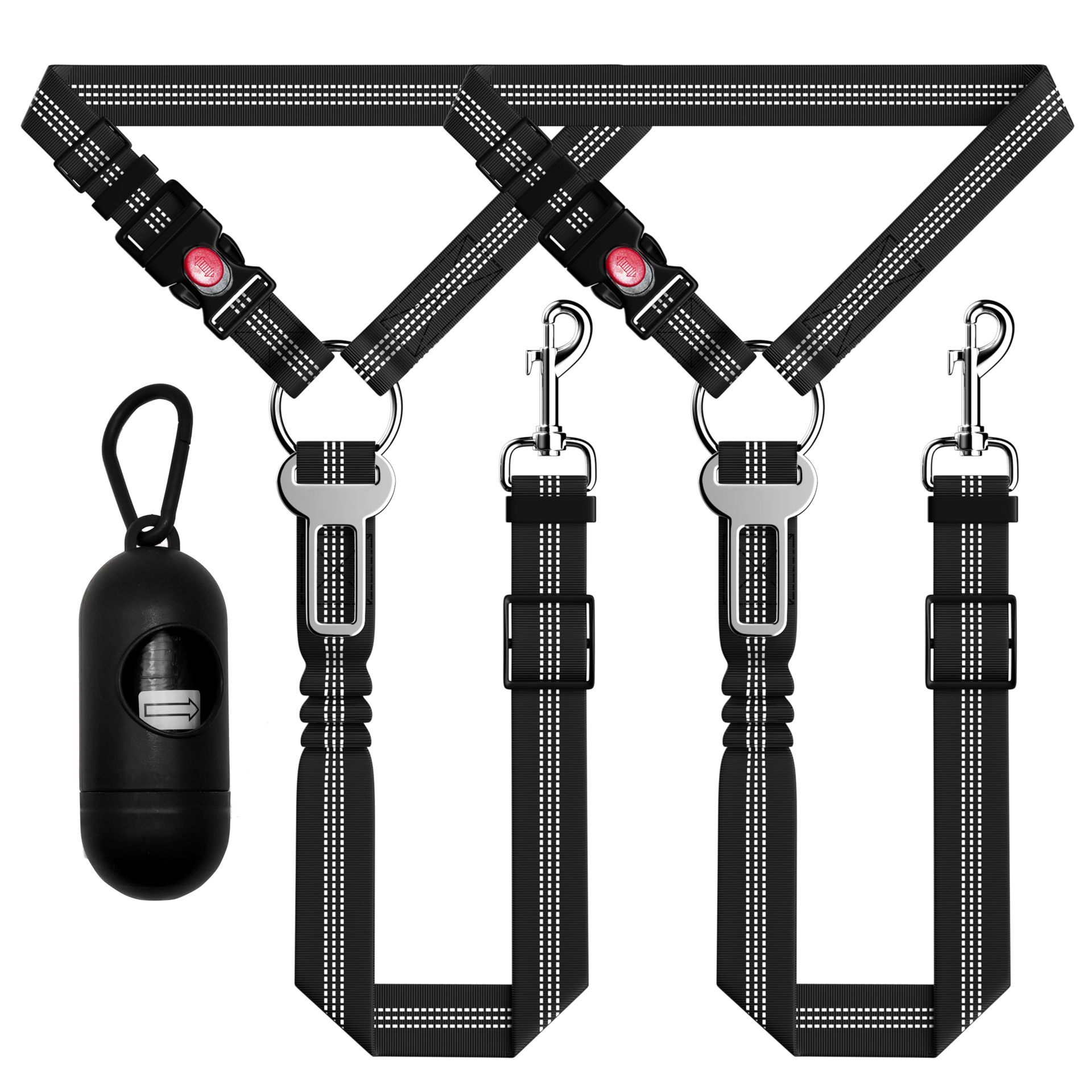 3Pcs Retractable Dog Car Seat Belt Adjustable Reflective Dog Security Harness For Car Headrest