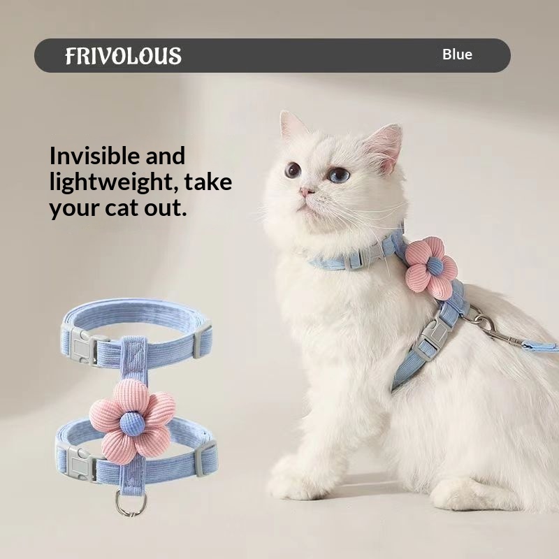 Cat Cartoon Leash For Outdoor Use With I-shaped Adjuster To Prevent Escape