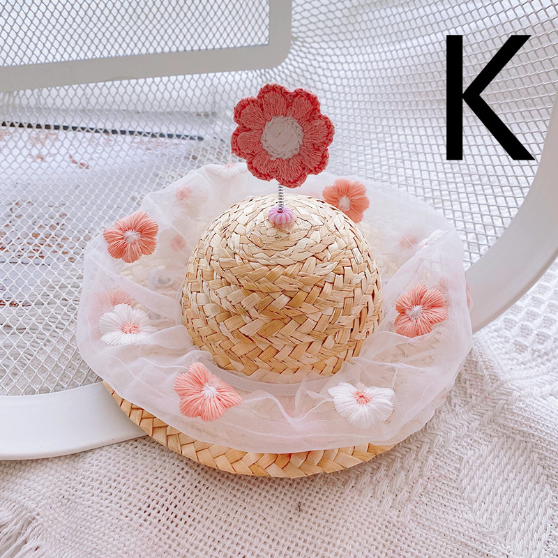 Pet Cute Knitted Straw Hat Flower Hat Cat Dog Photo Props - Image 11