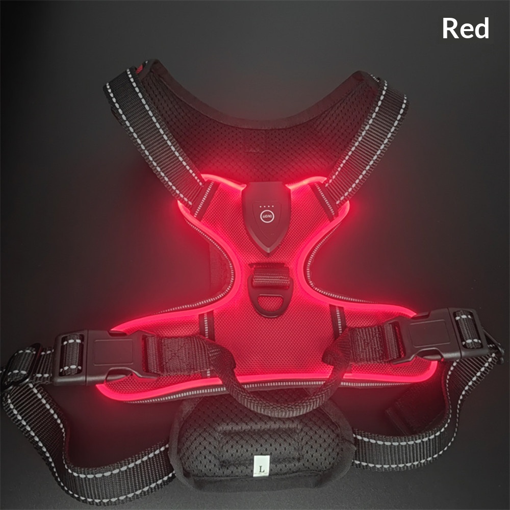 LED Pet Light-Up Harness Nighttime Dog Walking Anti-Collision Adjustable Flashing Vest For Cats And Dogs