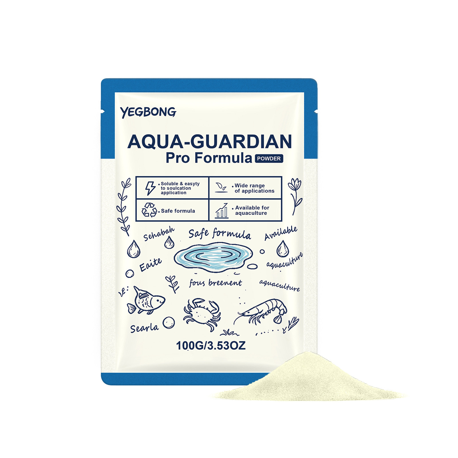 Yegbong Water Clarifying Powder Mildly Removes Impurities And Improves The Clarity Of Fish Tanks And Swimming Pools, Coagulates And Purifies Water Bodies