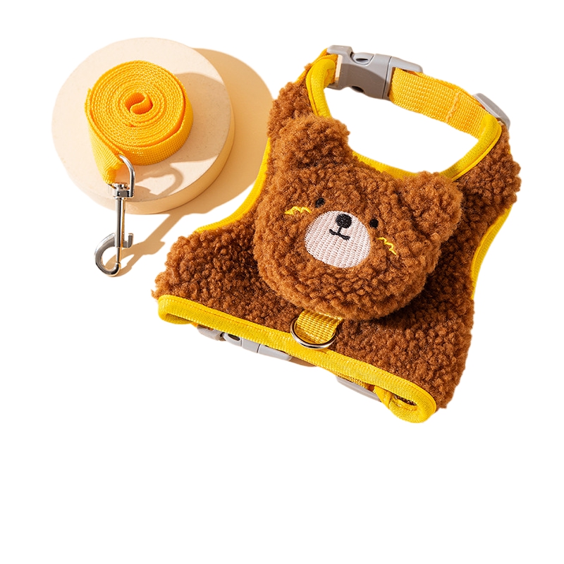 Cat Walking Rope, Vest Style Dog Cartoon Animal Wool Grain Leash, Autumn And Winter Pet Cat Leash