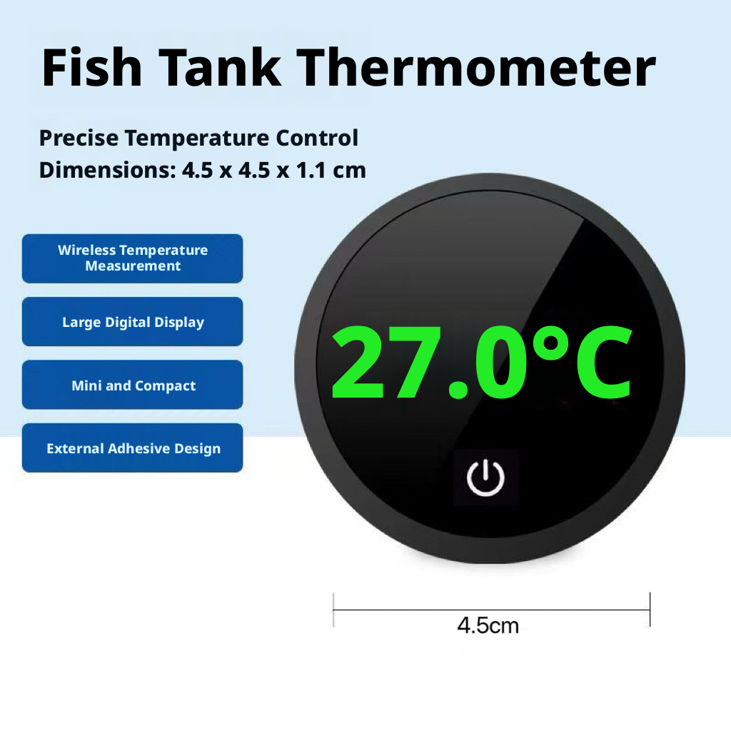 Fish tank thermometer-digital display-round-black-ABS plastic-1 piece